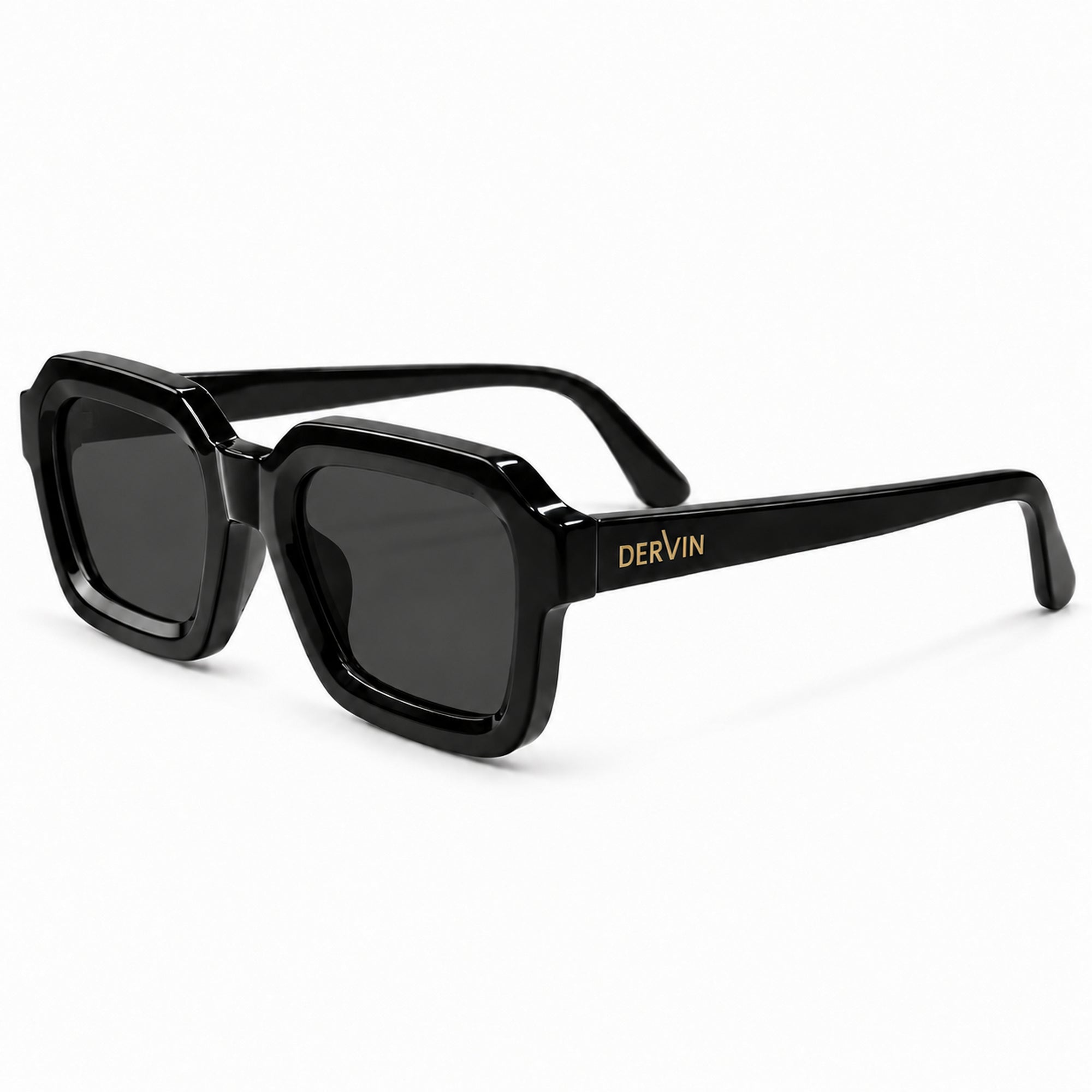Dervin UV Protected Retro Square Sunglasses for Men and Women (Black)