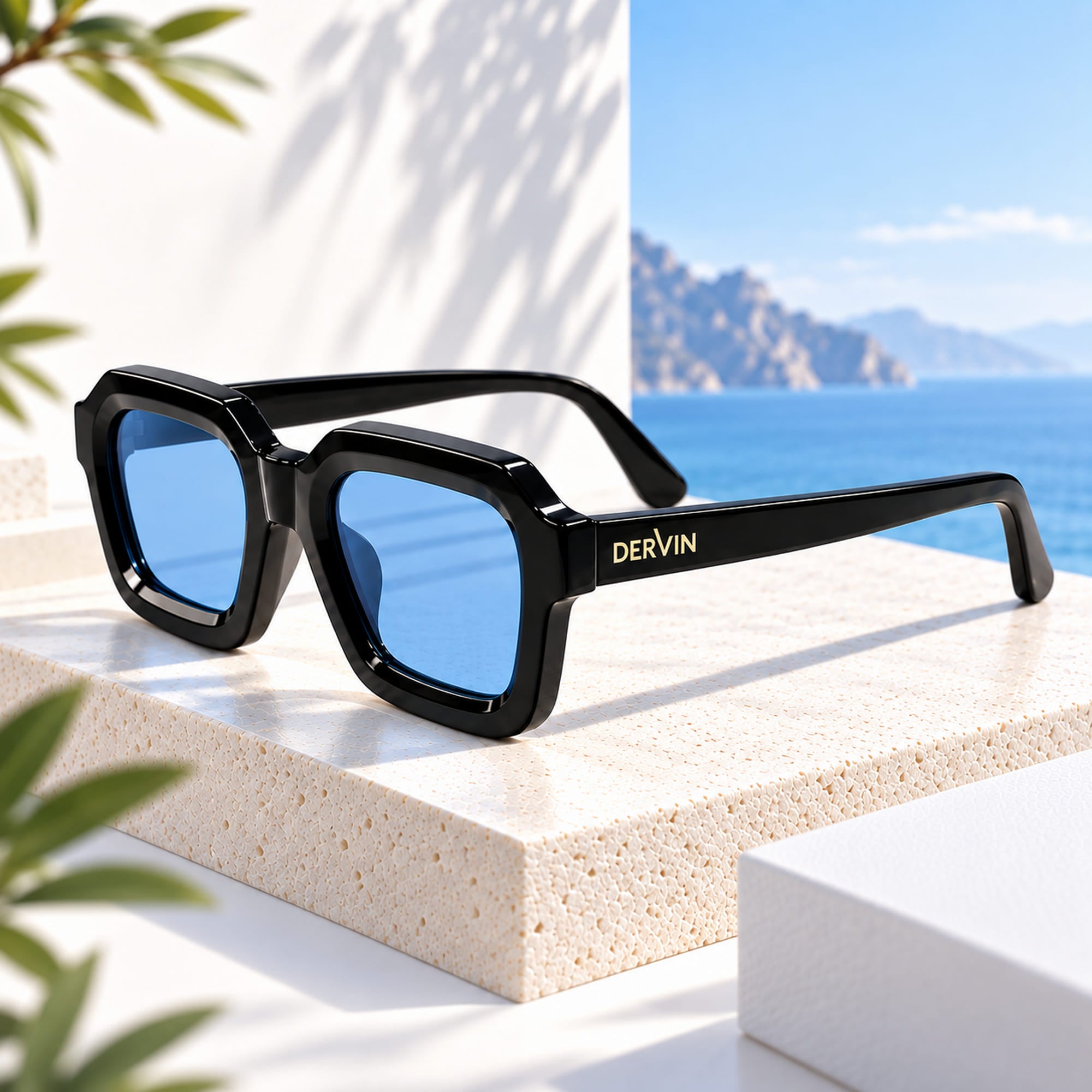 Dervin UV Protected Retro Square Sunglasses for Men and Women (Black)