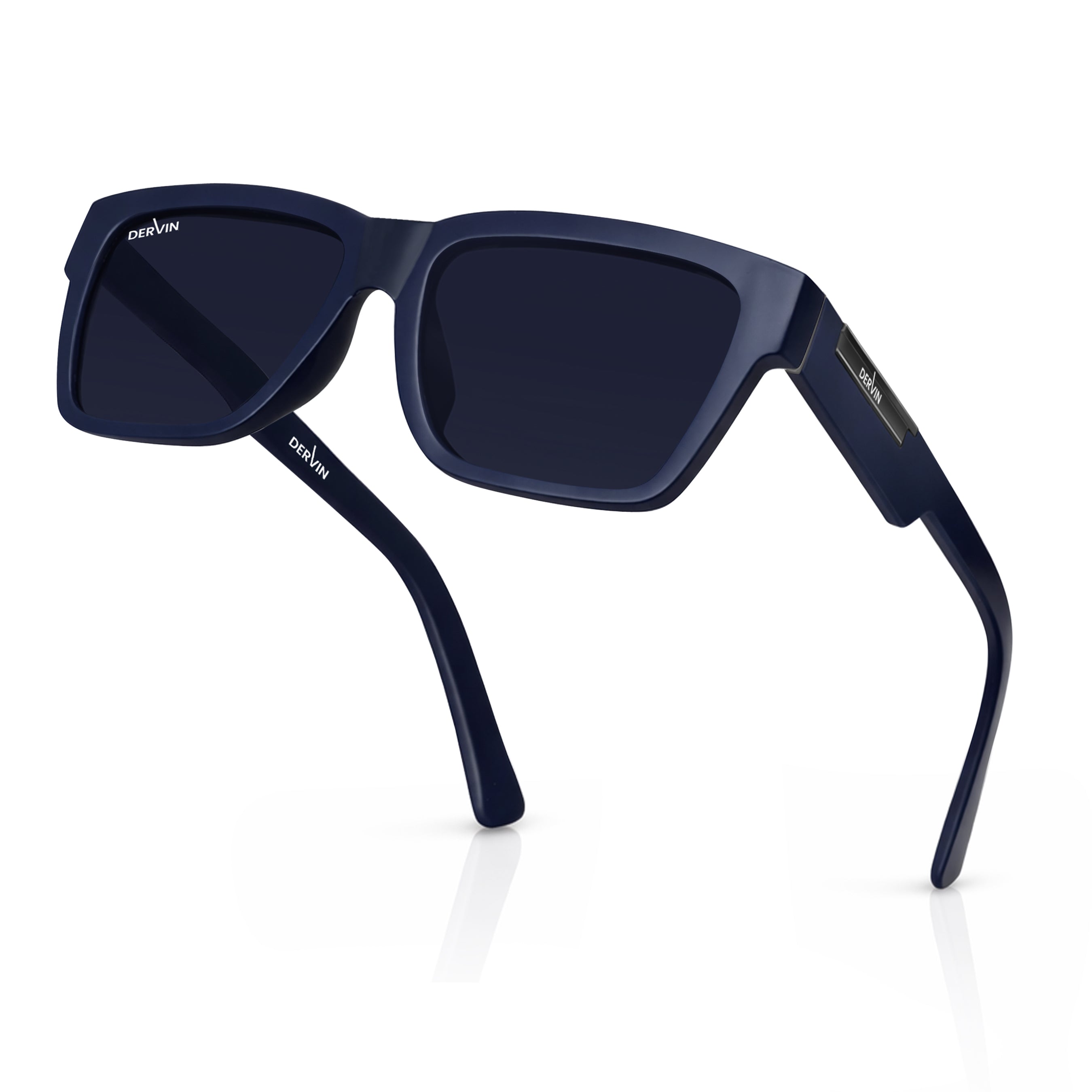 Dervin UV Protection Polarized Oversized Square Sunglasses for Men and Women (Black-Black)