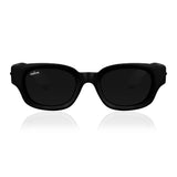 Dervin UV Protection Polarized Rounded Rectangle Sunglasses for Men and Women (Black-Black)
