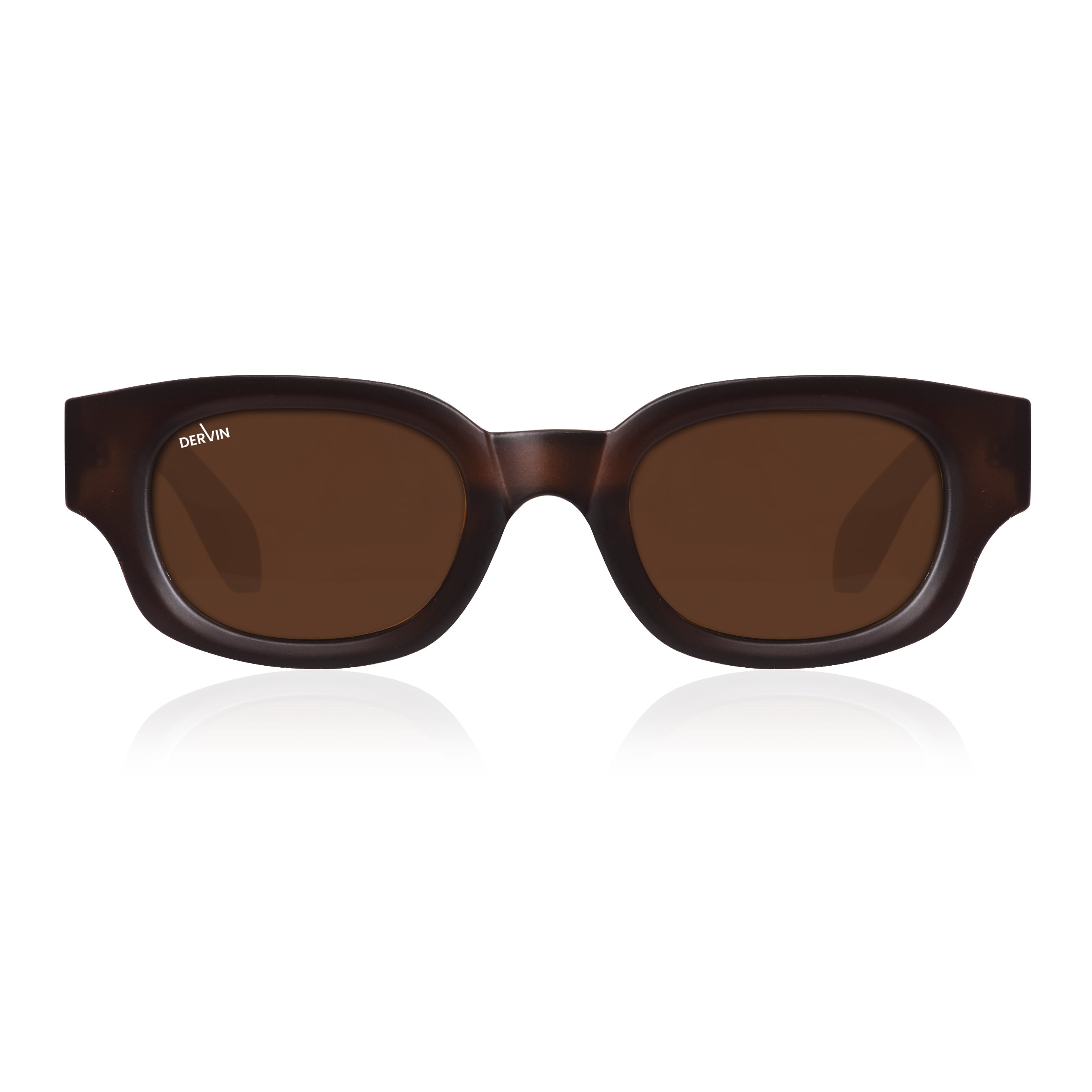 Dervin UV Protection Polarized Rounded Rectangle Sunglasses for Men and Women (Black-Black)
