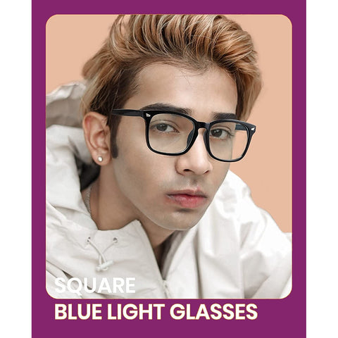 Blue Light Blocking Transparent Square Eyeglasses for Men & Women - Dervin