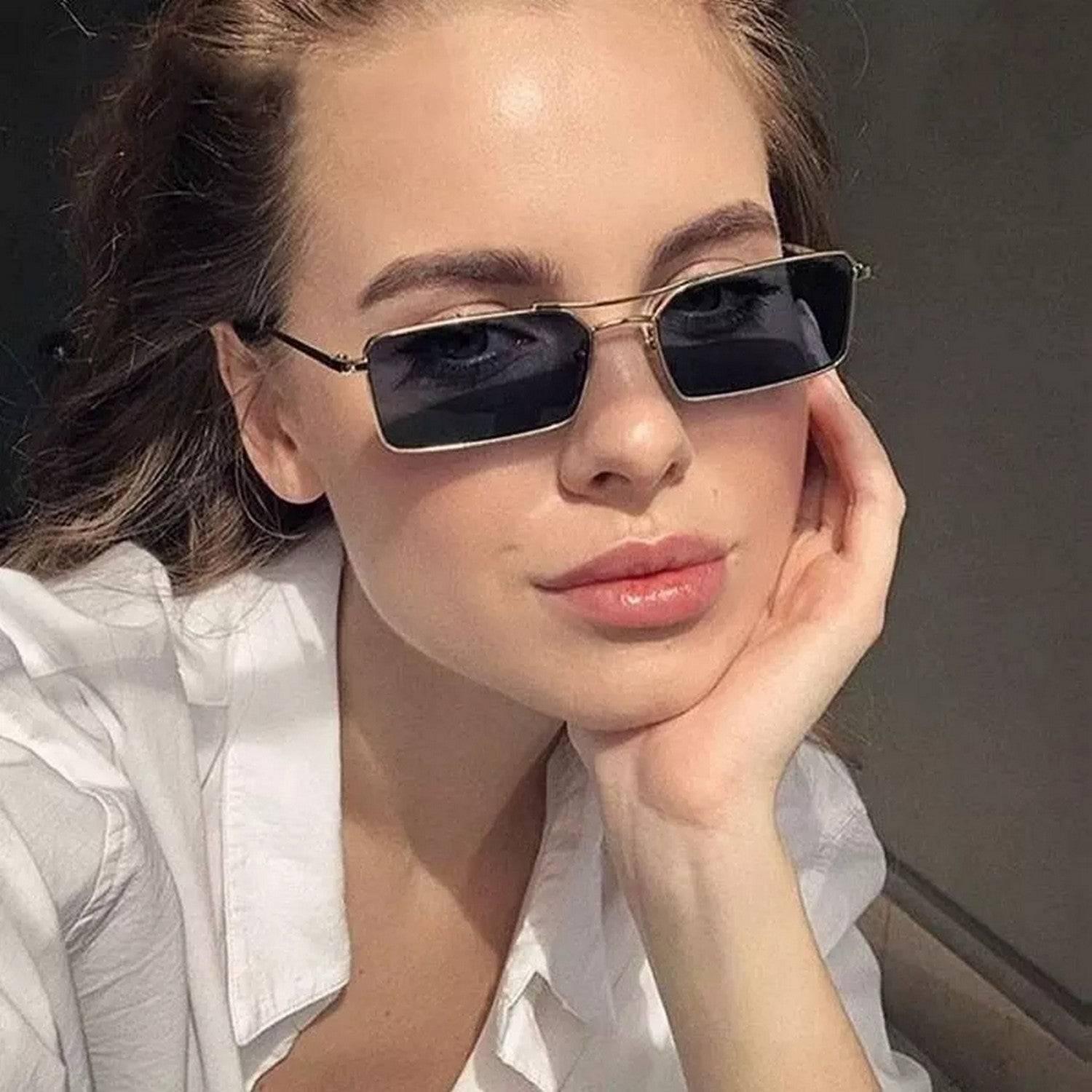 Dervin Ultra Light UV 400 Rectangular Sunglasses for Men & Women (Black) - Dervin