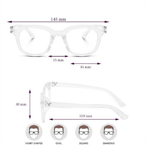 Dervin Blue Light Blocking Computer Glasses Gaming Filter Transparent Square Eyeglasses for Eye Protection Men and Women, Tablet/Laptop/Mobile/TV, Anti-blue & Anti eyestrain - Dervin