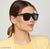 Dervin UV Protection Square Flat Lens Matte Frame Sunglasses for Men & Women - Dervin