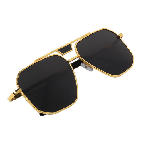 Dervin Golden-Black UV Protection Hexagonal Sunglasses For Men & Women - Dervin