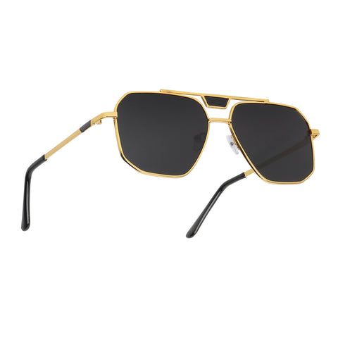 Dervin Golden-Black UV Protection Hexagonal Sunglasses For Men & Women - Dervin