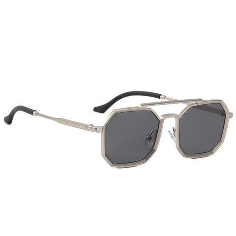 Dervin UV Protected Full Rim Hexagonal Sunglasses for Men, Polygon Metal Frame Sunglasses - Dervin