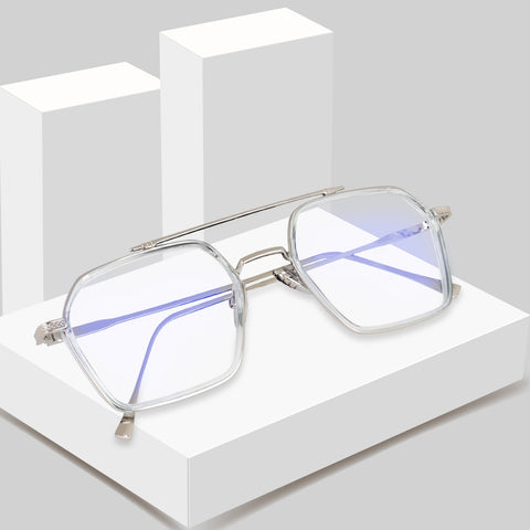 Dervin Blue Light Blocking Glasses Gaming Filter Transparent Hexagon Eyeglasses for Eye Protection Men Women, Computer/Tablet/Laptop/Mobile/TV, Anti-blue & Anti eyestrain - Dervin