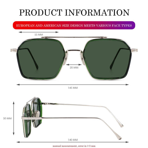 Dervin UV Protected Full Rim Hexagonal Polygon Sunglasses for Men - Dervin