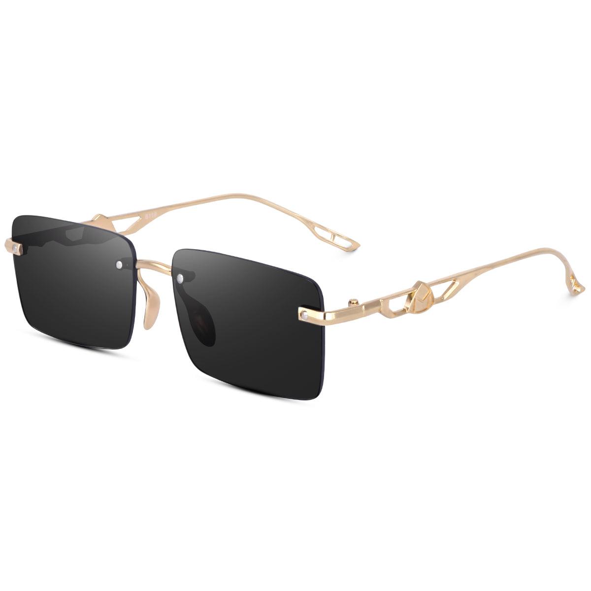 Dervin UV Protected Rectangular Rimless Sunglasses for Men and Women - Dervin