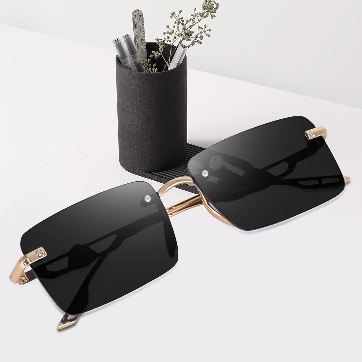 Dervin UV Protected Rectangular Rimless Sunglasses for Men and Women - Dervin