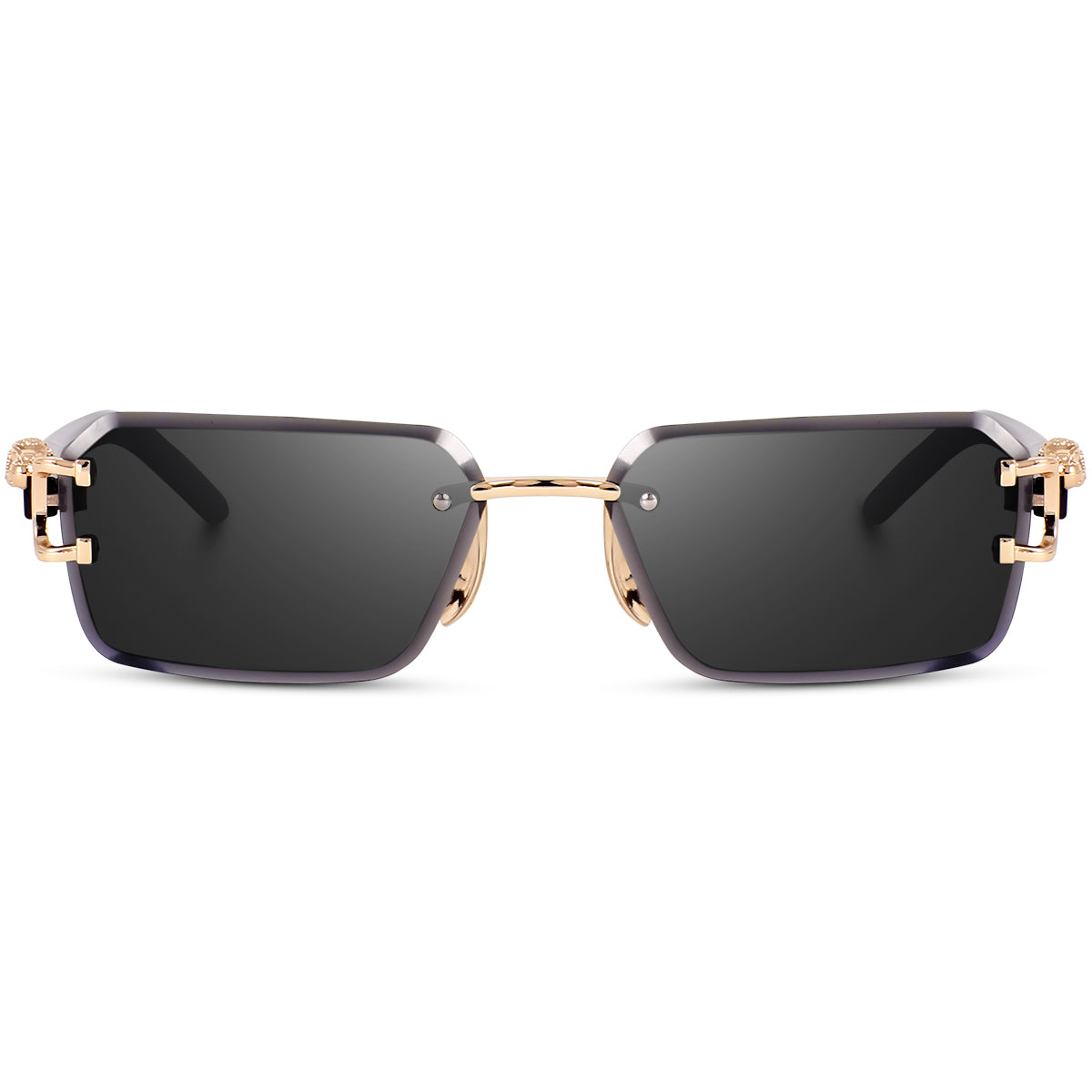 Dervin UV Protected Rectangular Rimless Sunglasses for Men and Women (Black)