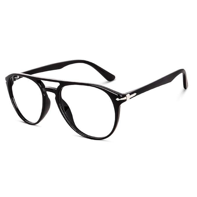 Dervin Zero Power Computer Bluelight Blocking Glasses For Men and Women | Blue Cut Computer Glasses | Full Rim Pilot Shape Glasses | Anti Glare, Lightweight & Blocks Harmful Rays