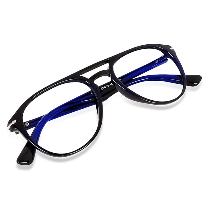 Dervin Zero Power Computer Bluelight Blocking Glasses For Men and Women | Blue Cut Computer Glasses | Full Rim Pilot Shape Glasses | Anti Glare, Lightweight & Blocks Harmful Rays