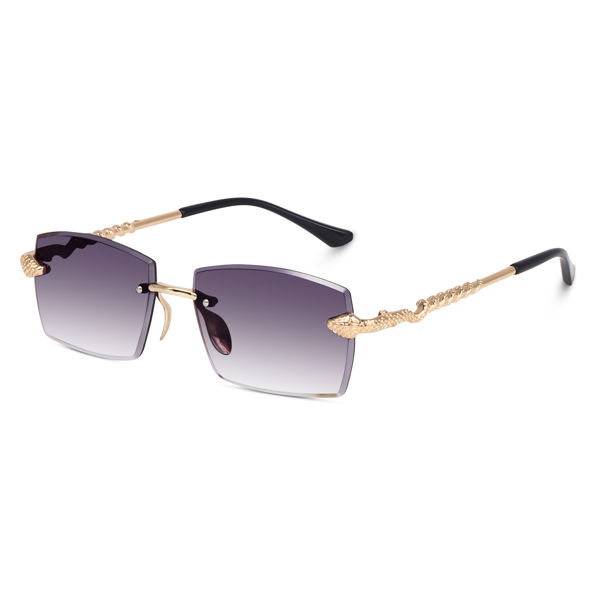 Dervin UV Protected Retro Rectangular Rimless Sunglasses for Men and Women