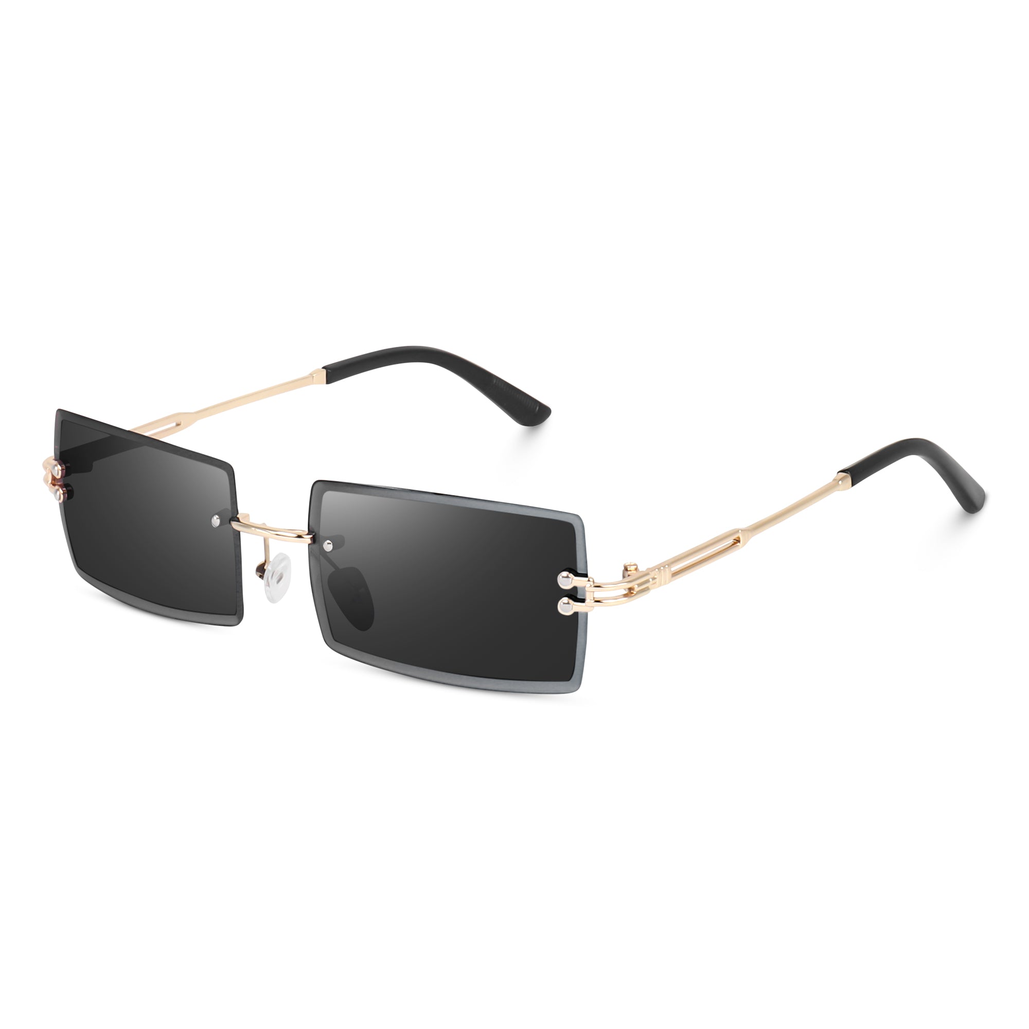 Dervin UV Protected Retro Rectangular Rimless Punk Sunglasses for Men and Women