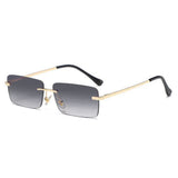 Dervin UV Protected Retro Rectangular Rimless Sunglasses with Spring Hinges for Men and Women