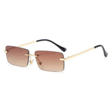 Dervin UV Protected Retro Rectangular Rimless Sunglasses with Spring Hinges for Men and Women