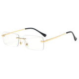 Dervin UV Protected Retro Rectangular Rimless Sunglasses with Spring Hinges for Men and Women