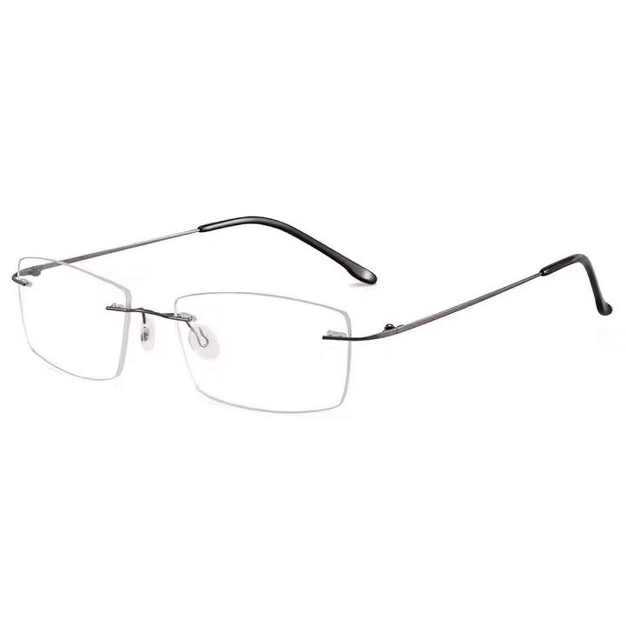 Dervin Zero Power Blue Cut Computer Bluelight Blocking Glasses For Men and Women | Anti Glare, Lightweight & Blocks Harmful Rays | Titanium Rimless Rectangular Glasses