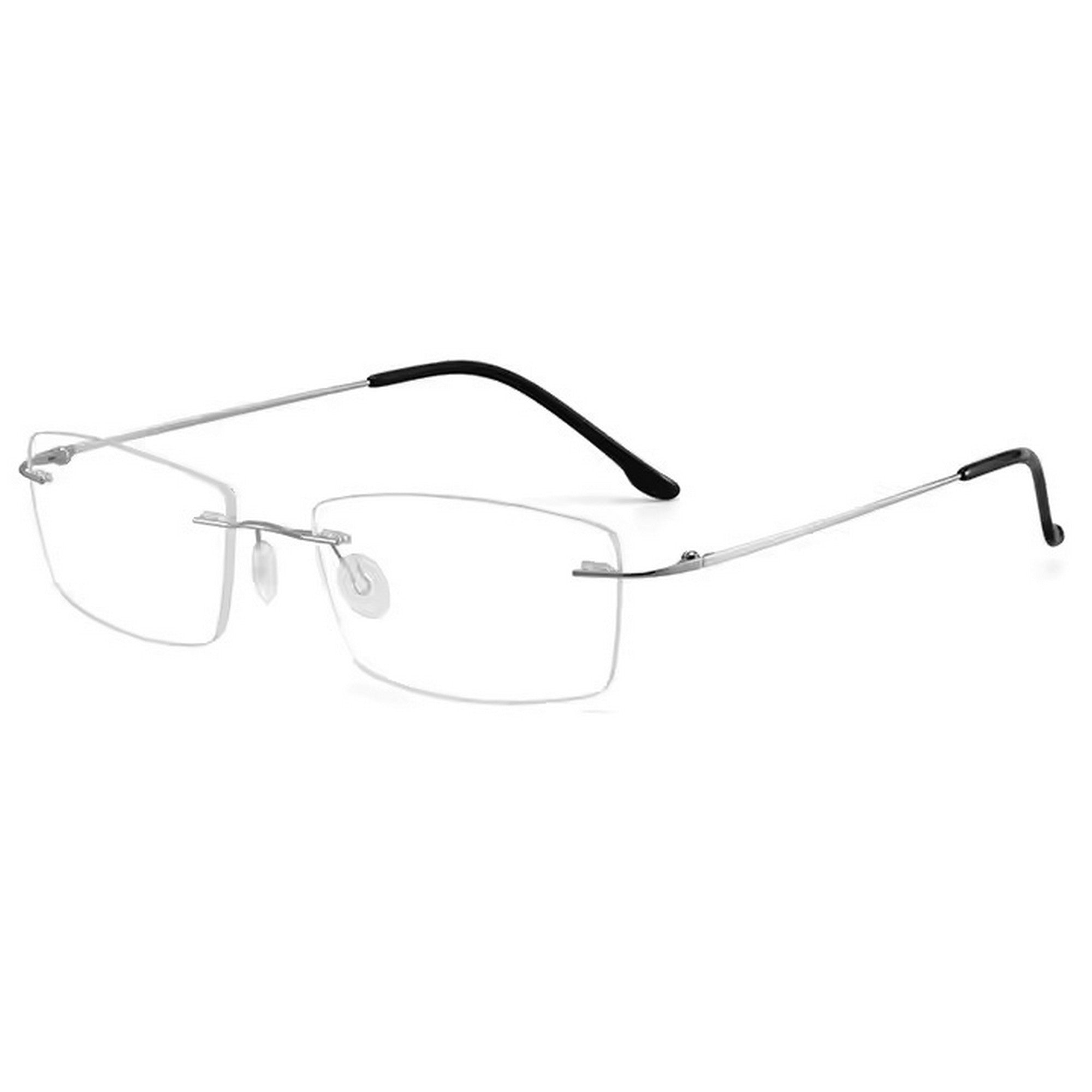 Dervin Zero Power Blue Cut Computer Bluelight Blocking Glasses For Men and Women | Anti Glare, Lightweight & Blocks Harmful Rays | Titanium Rimless Rectangular Glasses