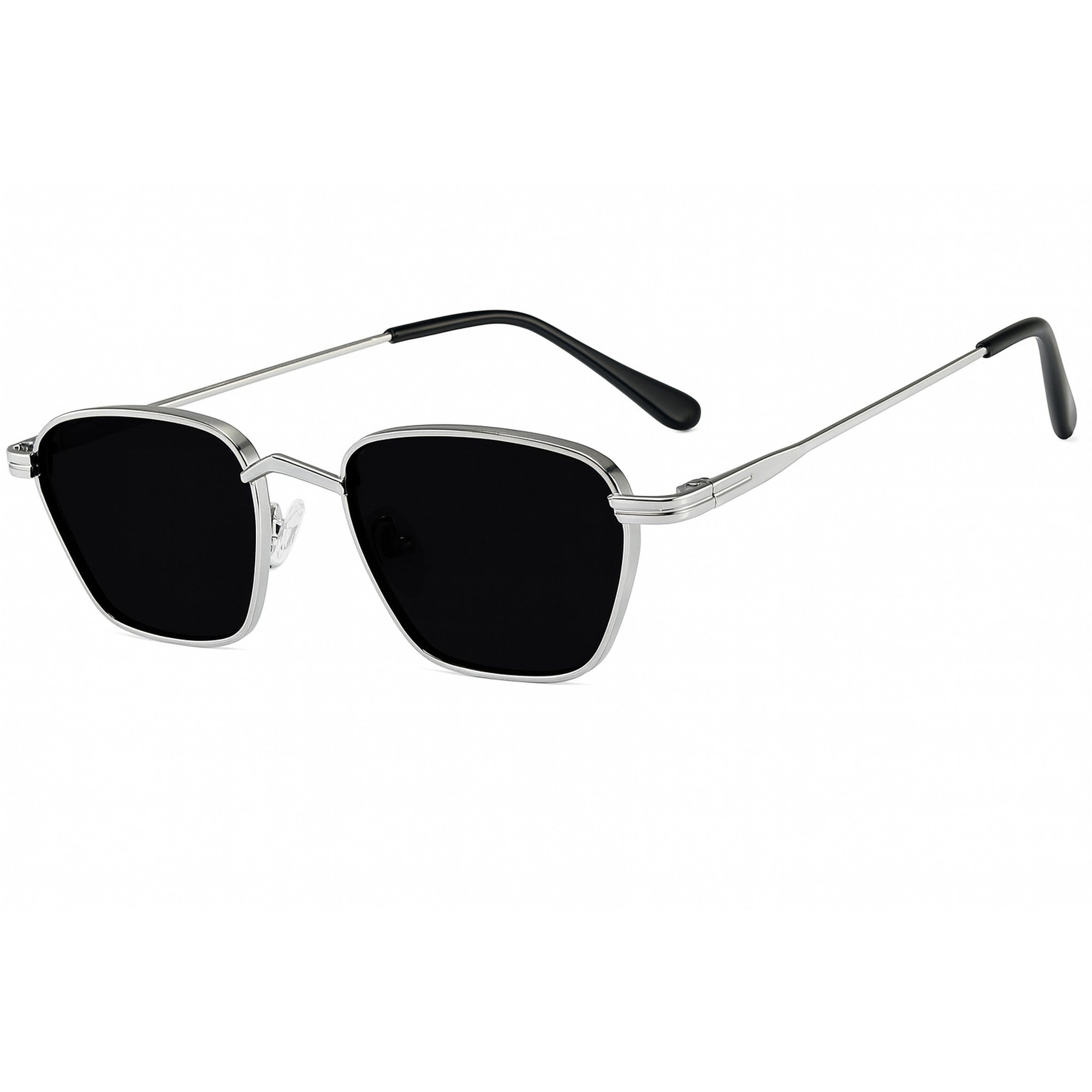 Dervin UV Protected Square Party Sunglasses for Men and Women (Silver-Black)