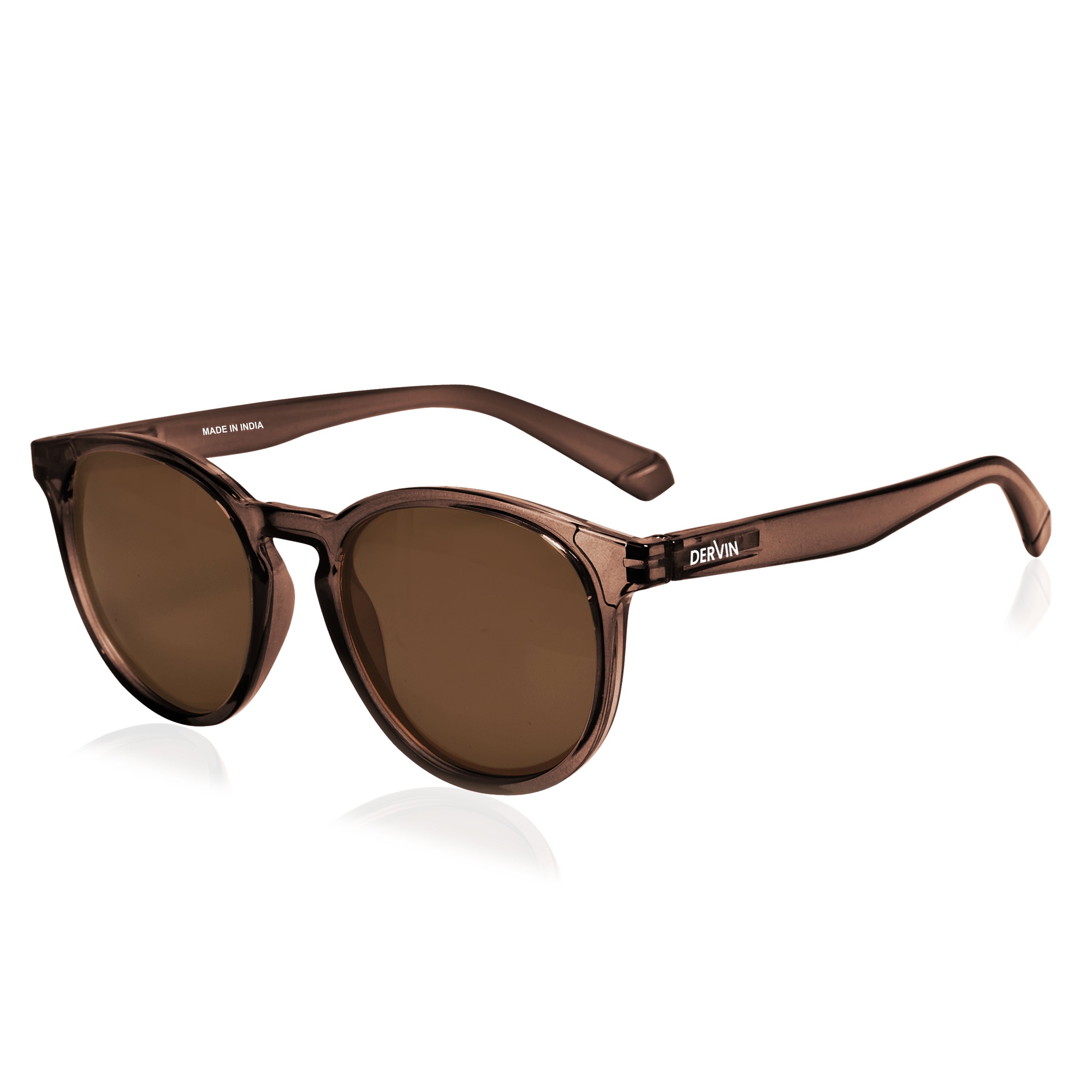 Dervin UV Protected Full Rim Round Polarized Sunglasses for Men & Women (Black-Black)