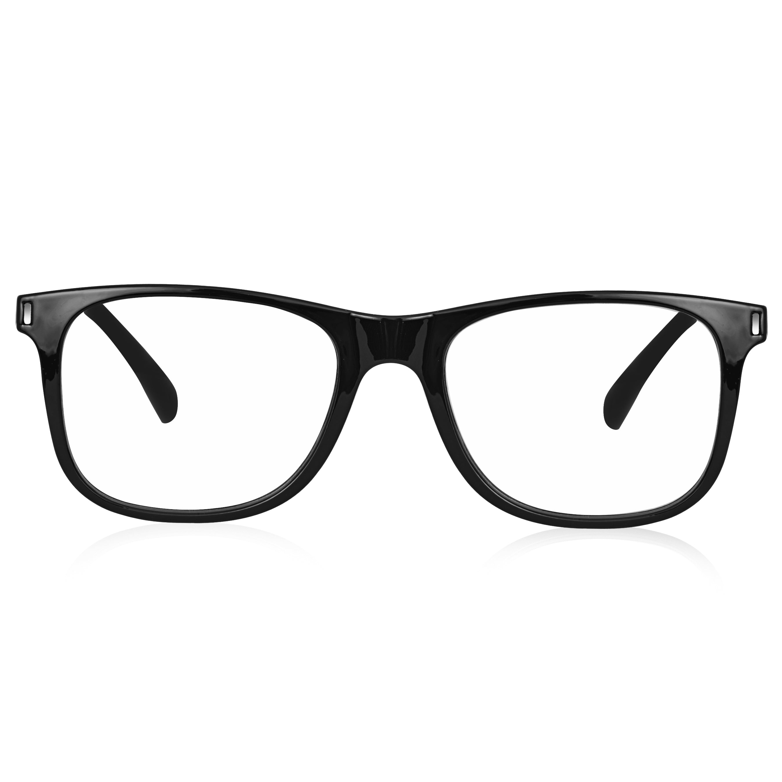 Dervin Blue Light Blocking Eyeglasses for Men & Women | Zero Power, Anti-Glare, Retro Square Frame, UV Protection | Blue Cut Glasses for Computer/Tablet/Laptop/Mobile (Black-Clear)