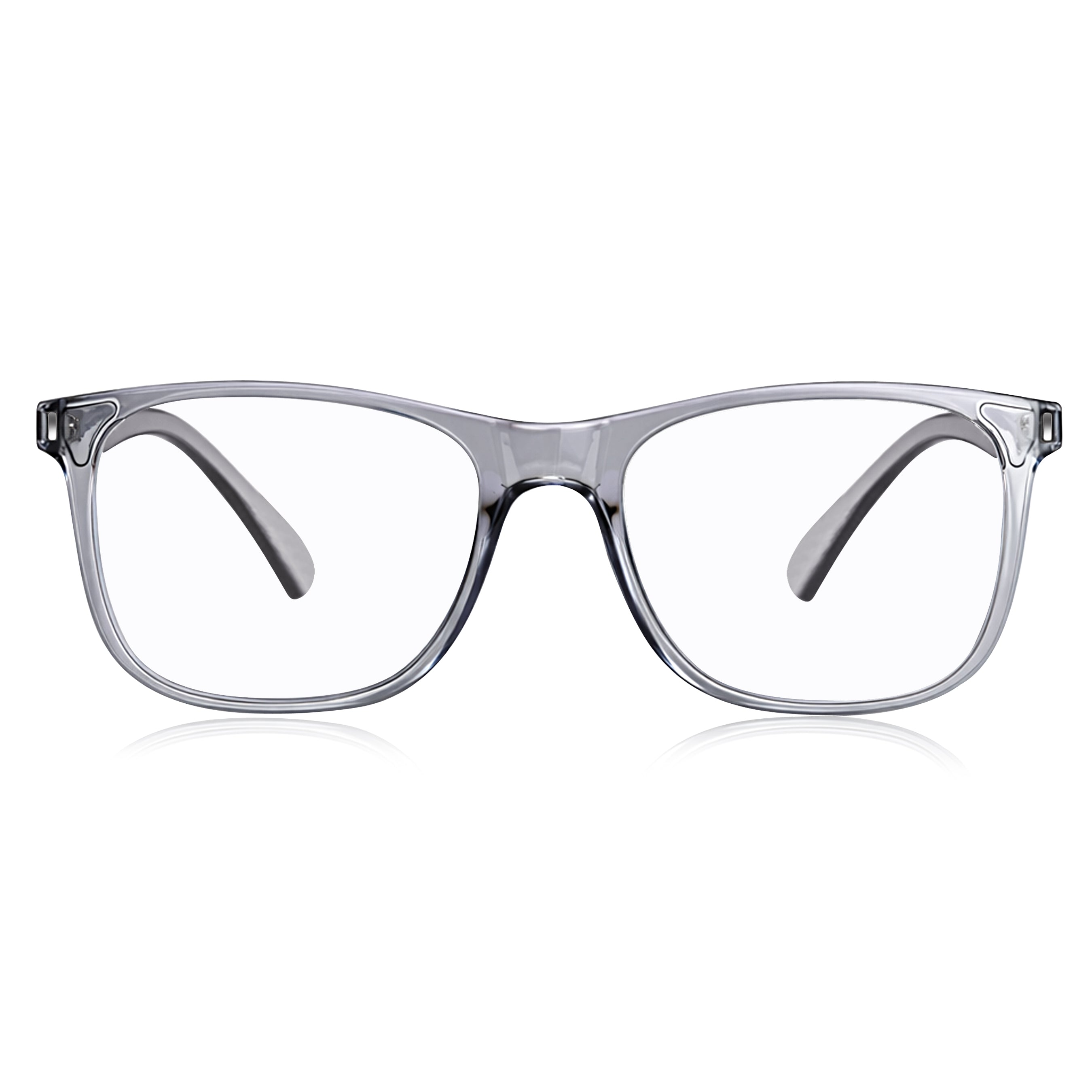 Dervin Blue Light Blocking Eyeglasses for Men & Women | Zero Power, Anti-Glare, Retro Square Frame, UV Protection | Blue Cut Glasses for Computer/Tablet/Laptop/Mobile (Black-Clear)