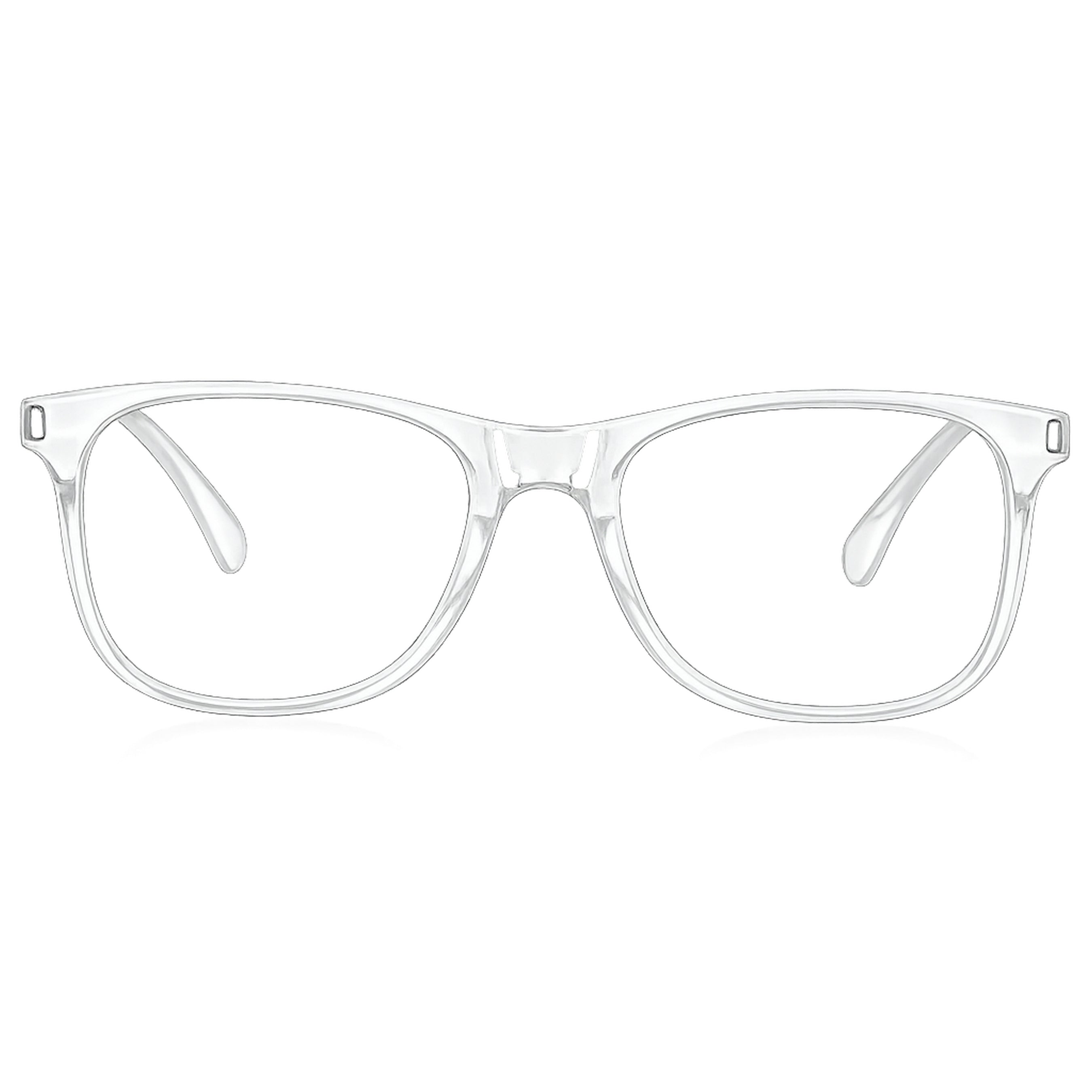 Dervin Blue Light Blocking Eyeglasses for Men & Women | Zero Power, Anti-Glare, Retro Square Frame, UV Protection | Blue Cut Glasses for Computer/Tablet/Laptop/Mobile (Black-Clear)