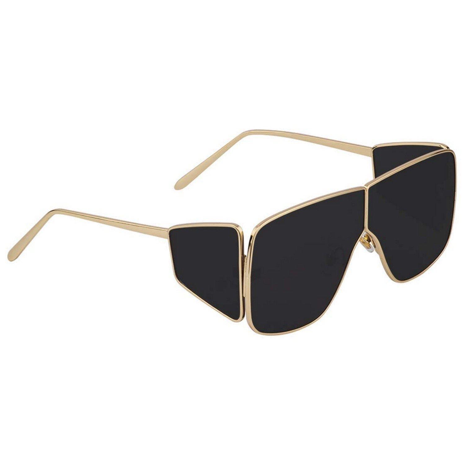 Dervin Badshah, Sahil Khan Inspired Oversized Unisex Sunglasses (Gold-Black, Large) - Dervin