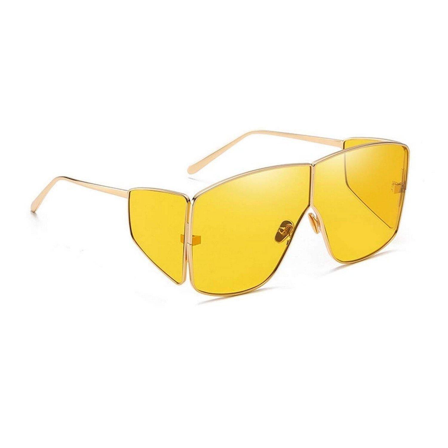 Dervin Badshah, Sahil Khan Inspired Oversized Unisex Sunglasses (Gold-Yellow, Large) - Dervin