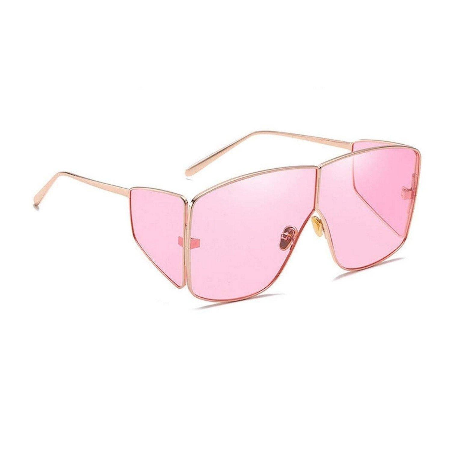 Dervin Badshah, Sahil Khan Inspired Oversized Unisex Sunglasses (Gold-Pink, Large) - Dervin
