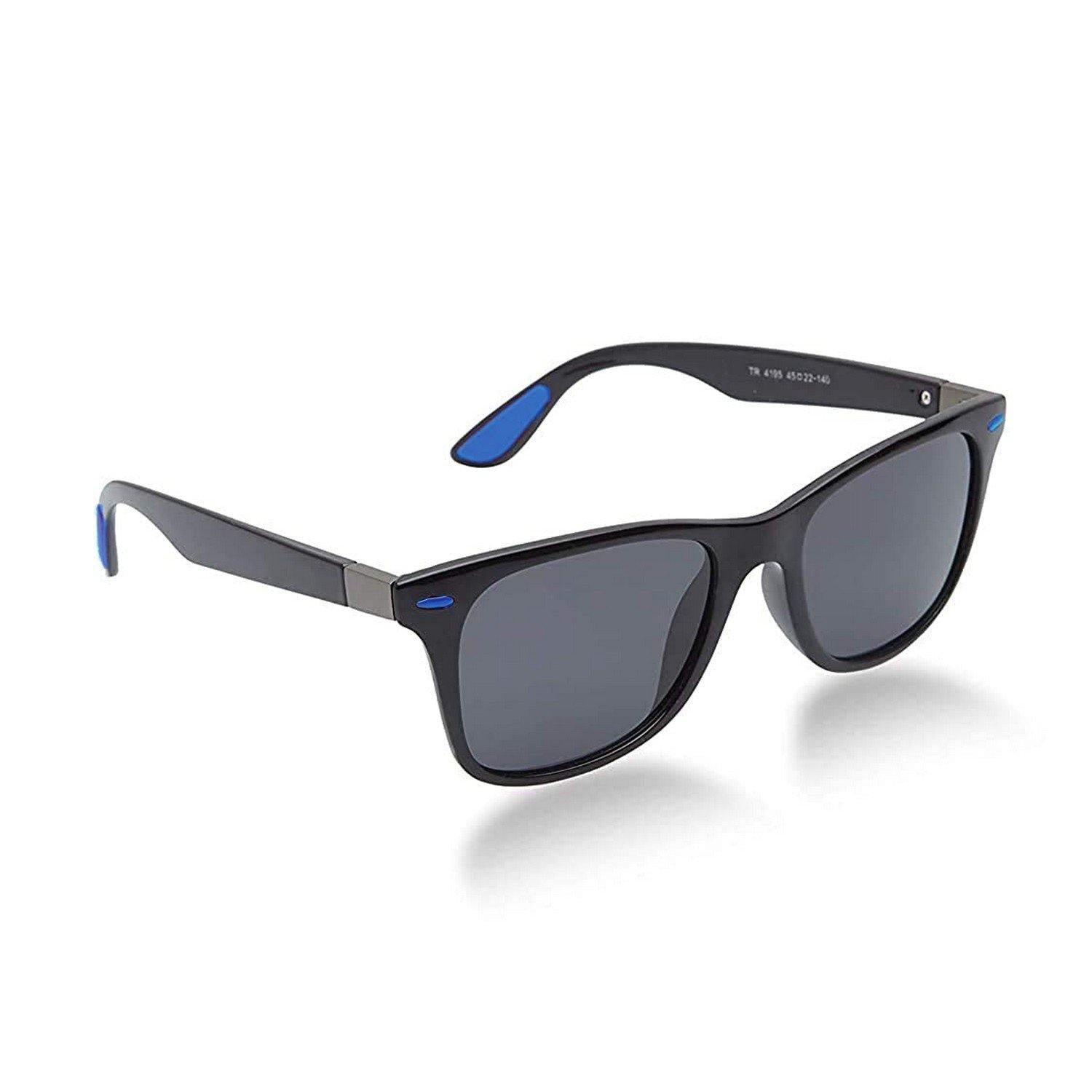 Dervin Black Square Unisex Sunglasses (Blue Tip) - Dervin