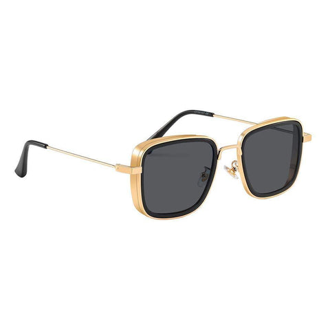 Dervin Kabir Singh Inspired Lightweight Unisex Square Sunglasses (Gold-Black) - Dervin