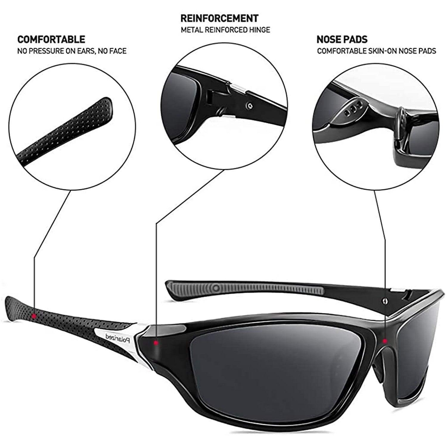 UV Protected Polarized Sports Sunglasses for Men Driving Cricket Fishing Cycling Sunglasses - Dervin