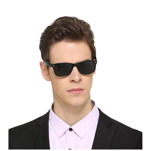Dervin UV 400 and Polarized Rectangular Sunglasses for Men & Women (Black) - Dervin
