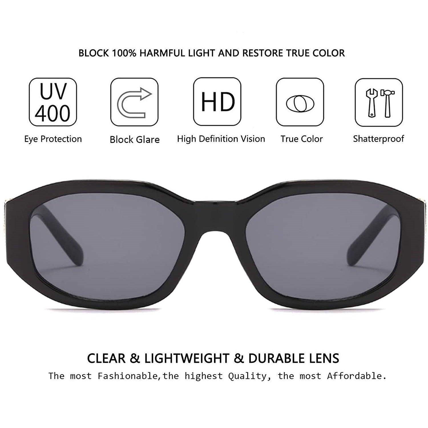 UV Protected Retro Rectangular Sunglasses for Men & Women - Dervin